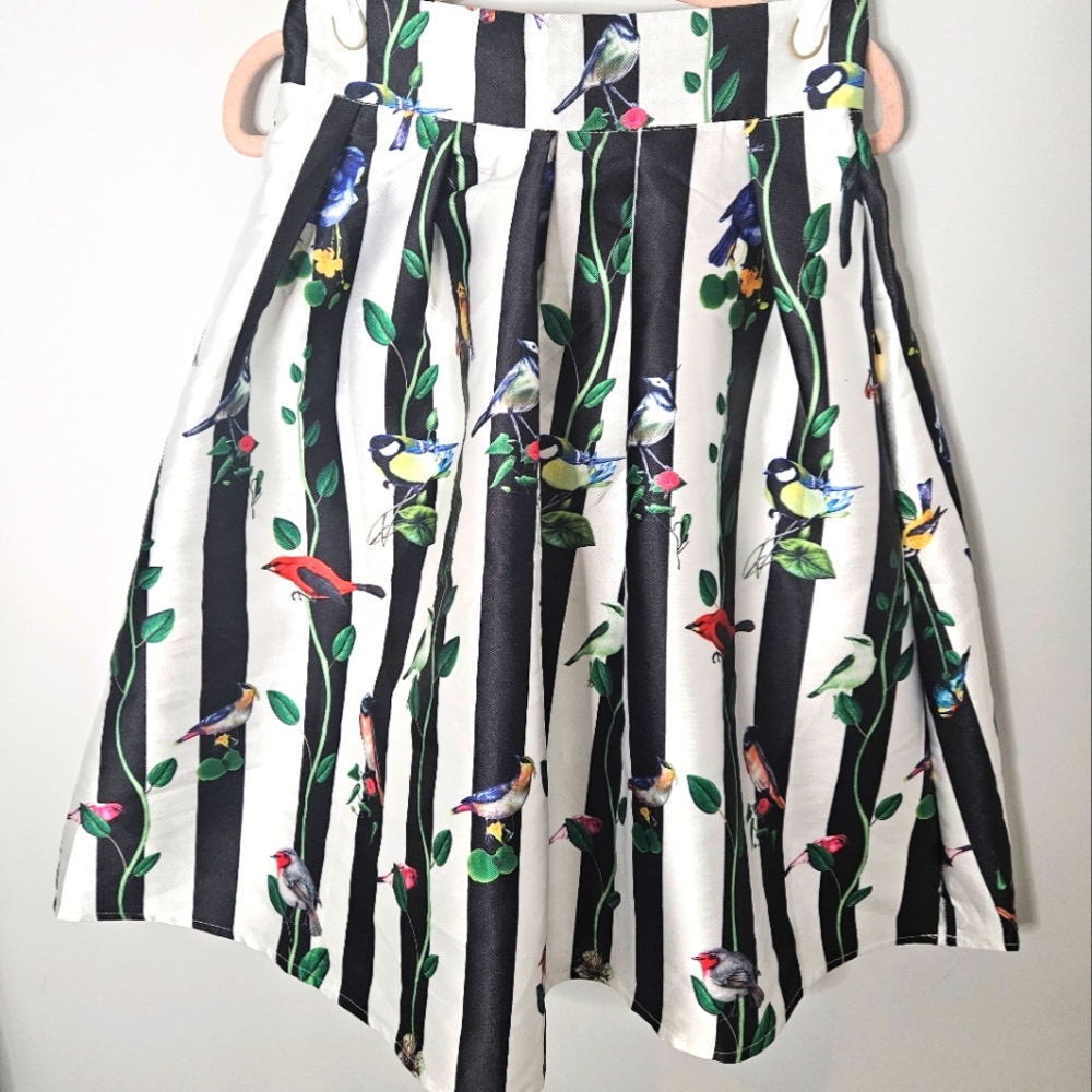 Bird print circle skirt